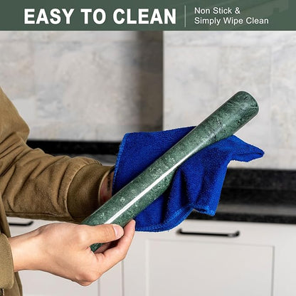Marble French Rolling Pin for Baking, 12 Inch Non Stick Polished Rolling Pin for Dough, Heavy Dough Roller for Fondant Pizza Pie Crust Cookie Pastry Bread, Kitchen Baking (Indian Green) - Image 5