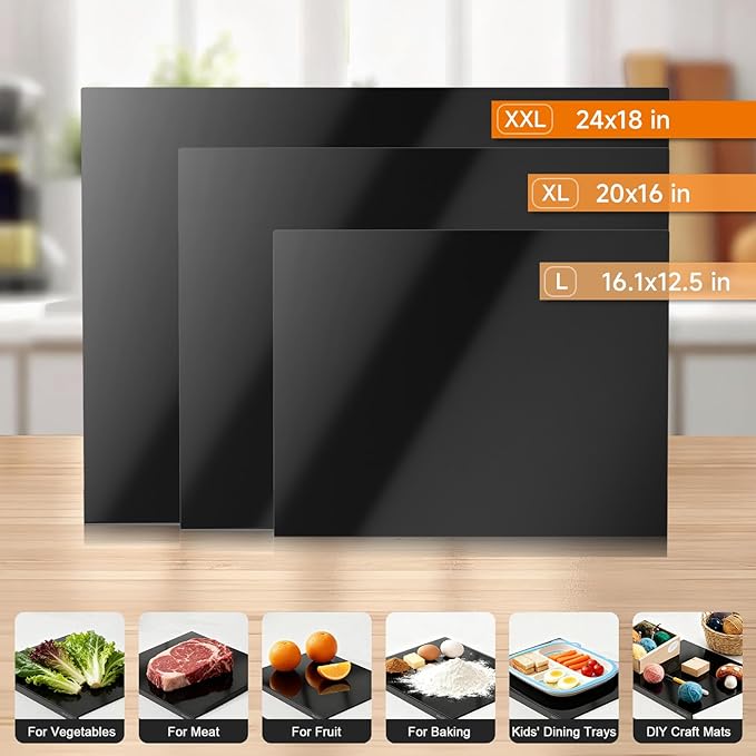 Black Cutting Boards for Kitchen, Large Acrylic Cutting Board with Counter Lip Countertop Protector, Non-Slip Tablas Para Picar Cocina, Kitchen Decor Apartment Essentials House Warming Gifts(24"x18") - Image 6