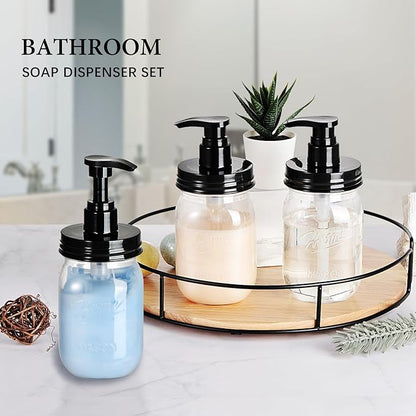 Amolliar Plastic Mason Jar Soap Dispenser with Pump Lid,16OZ Refillable BPA-Free Hand Soap Dispenser Set with Cute Lables - Farmhouse Decor for Kitchen/Bathroom,Liquid Soap,Dish Soap, Lotion (3 Pack) - Image 4