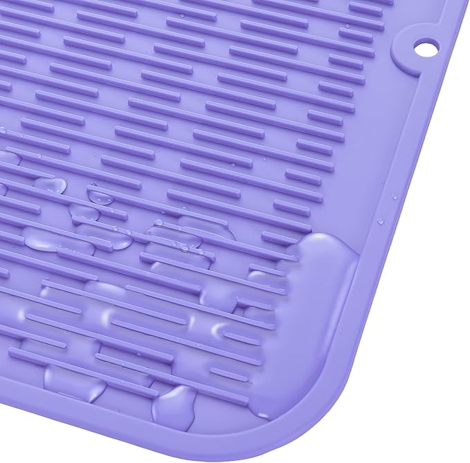 MicoYang Silicone Dish Drying Mat for Multiple Usage,Easy clean,Eco-friendly,Heat-resistant Silicone Mat for Kitchen Counter or Sink,Refrigerator or Drawer Liner Light Purple 2XL 24 inches x 18 inches - Image 9