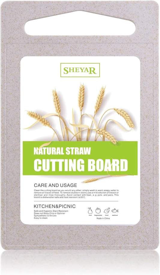 Cutting Board for Kitchen, Wheat Straw Fiber Cutting Board, Dish Washer Safe, w/Juice Grooves for Meat, Veggies, Easy Grip Handle, Non-slip Surface Eco-friendly Serveware Accessories （10‘x6.3’）