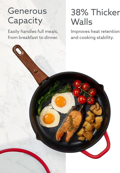CAROTE 20Pcs Titanium Cookware Set, Pots and Pans Set Non Stick, Kitchen Cooking Set with Detachable Handle, Non Toxic Induction Cookware - Camping Cookware, Dishwasher/Oven Safe, Red - Image 4