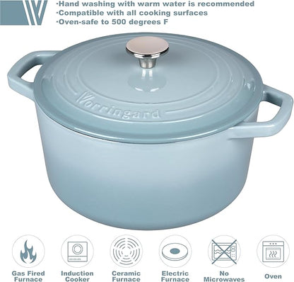 VORRINGARD Enameled Cast Iron Dutch Oven Pot with Lid, for Bread Baking, Round Bread Oven- include Sourdough Bread Baking Supplies Set, 6QT, Sea Salt - Image 3