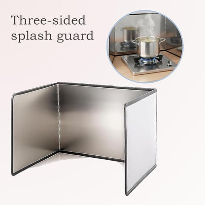 3-Sided Splatter Guard - Stainless Steel Foldable Grease Splatter Screen for Frying Pan, Nonstick & Heat Resistant Stove Top Shield, Stops Oil Splashes for Safer Cooking - Image 3