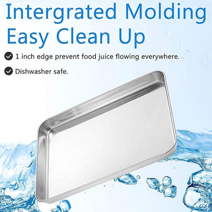 Baking Sheets Set of 2, Bastwe 16 inch Cookie Sheets & Stainless Steel Baking Pans & Toaster Oven Tray Pans, Rectangle Size 15.95L x 11.97W x 1H inch, Non Toxic & Healthy, Mirror Finish & Rust Free