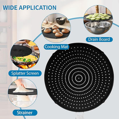Splatter Screen Compatible with Hexclad,Heat Resistant Silicone with Folding Handle,Grease-Free Cooking,Dishwasher Safe,12.5 Inches,Black - Image 4