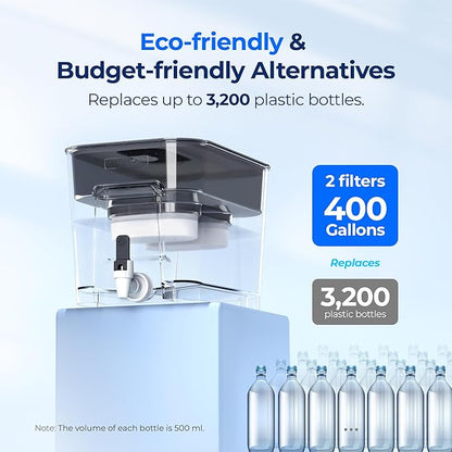 Waterdrop WFD-22L-DF Water Filter Dispenser, 40-Cup Water Purifier, 2 Built-in Filters, 8X Faster Filtration, 400-Gallon Lifespan, 10X Longer Lifetime, Reduces Chlorine, PFOA/PFOS, Black - Image 7