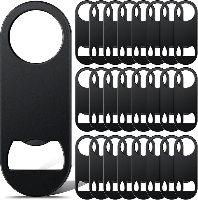 Remerry Bottle Openers Stainless Steel Flat Bottle Opener Bulk 3.4 x 1.3 Inches Bartender Beer Key Soda Can Mini Speed for Kitchen, Bar or Restaurant (Black,25 Pcs) by Remerry
