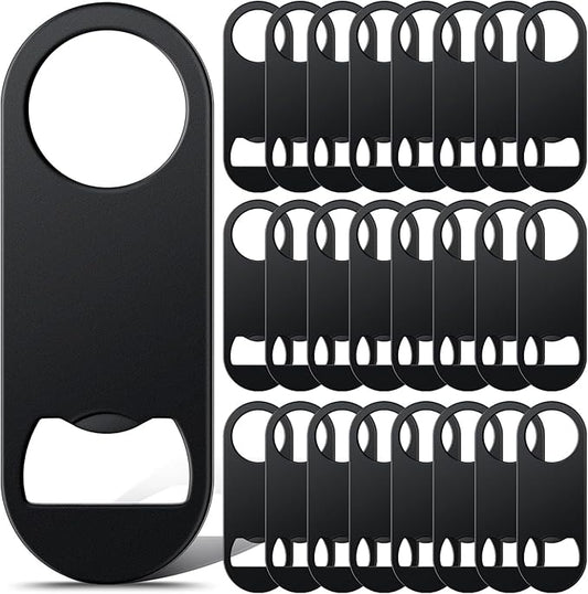 Remerry Bottle Openers Stainless Steel Flat Bottle Opener Bulk 3.4 x 1.3 Inches Bartender Beer Key Soda Can Mini Speed for Kitchen, Bar or Restaurant (Black,25 Pcs) by Remerry