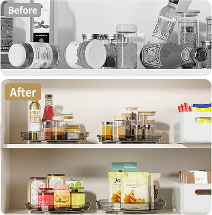 LAMU 3 Pack Lazy Susan Organizer Turntable for Cabinet, Condiment Organizer for Kitchen Pantry Organizers and Storage, Table Top, Fridge, Countertop, Spice Organization, 12'' 10.6'' 9.25'', Grey - Image 3