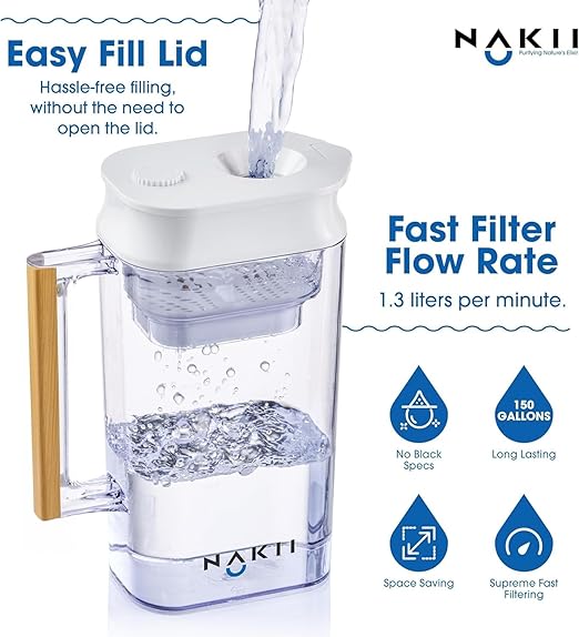 Water Filter Pitcher - Long Lasting 150 Gallons, Supreme Fast Filtration and Purification Technology, Removes Chlorine, Metals for Clean Tasting Drinking Water, WQA Certified, - Image 4