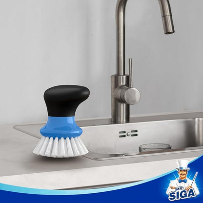 MR.SIGA Dish Scrub Brush, Palm Brush Dish Scrubber with Ergonomic Grip, Kitchen Brushes for Dishes, Blue, Pack of 2 - Image 6