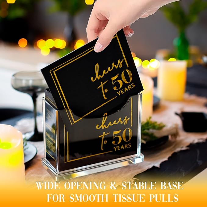 Cocktail Napkin Holder Table - for 5 x 5 Inches Napkin, Clear Upright Small Paper Napkins Holders for Party Kitchen Dinner Home Bar Decorative