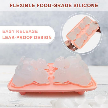 3D Cat Ice Cube Mold Silicone Large Ice Cube Tray with Lid for Cocktail Whiskey Bourbon, Fun Shapes Ice Cube Trays for Freezer, Big Ice Molds Cute Cat Gifts for Women Cats Lovers