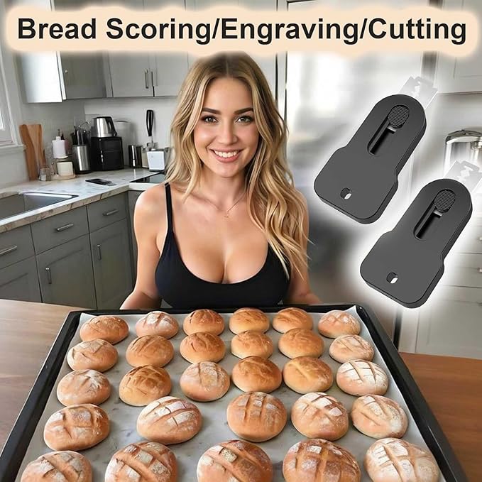 2-Pack Magnetic Retractable Bread Lame Scorer, Sourdough Scoring Knife Tool with 20 Extra Blades, Professional ABS Handle & Spring Design for Safe Baking