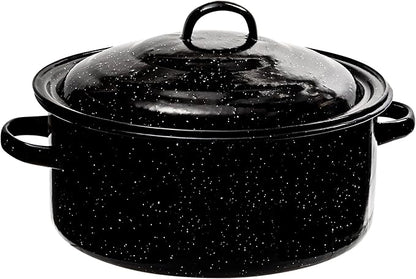 Millvado Granite 5 Qt Stockpot, Nonstick Soup Pot With Lid, Speckled Enamel Ware Cookware, Large Stock Pot For Boiling and Cooking, Big Granite Cooking Pot for Stovetop, Campfire, Outdoor Stove