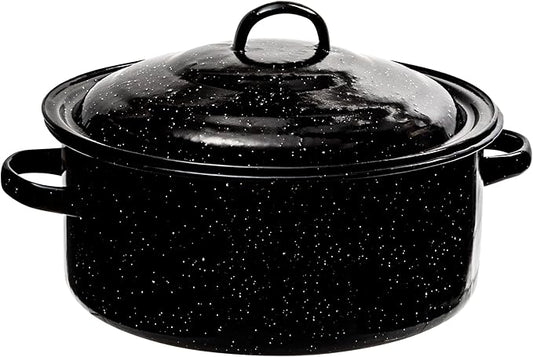 Millvado Granite 5 Qt Stockpot, Nonstick Soup Pot With Lid, Speckled Enamel Ware Cookware, Large Stock Pot For Boiling and Cooking, Big Granite Cooking Pot for Stovetop, Campfire, Outdoor Stove