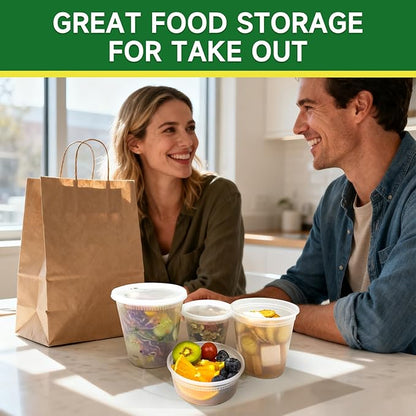 Dealusy 50 Set 24 oz Deli Containers with Lids, Leak-Proof BPA Free Plastic Take Out Bowls, Food Storage Containers for Takeout Meal Prep Storage, Freezer, Microwave & Dishwasher Safe - Image 7
