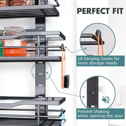 Eastherry Over The Door Pantry Organizer，9-Tier Over The Door Organizer with Adjustable Basket，Metal Hanging Pantry Organizers and Storage for Kitchen, Back of Door Seasoning Rack (Black) - Image 6