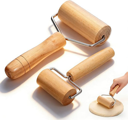 2 Pack Small Rolling Pin Wooden Dough Roller Pizza French Mini Baking roller Set for Cooking Pastry Bread Cookie Dumpling Tortilla Christmas DIY Bake Home Kitchen Utensils Professional