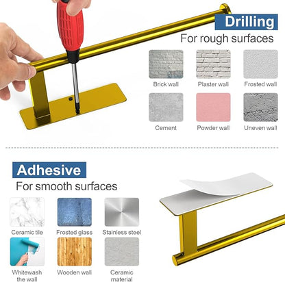 Paper Towel Holder Under Cabinet, Gold Adhesive Paper Towel Holder Wall Mount for Kitchen, Bathroom, RV, Bend-Resistant, Self-Adhesive or Drill mounting, Stainless Steel, 2 Pack - Image 6