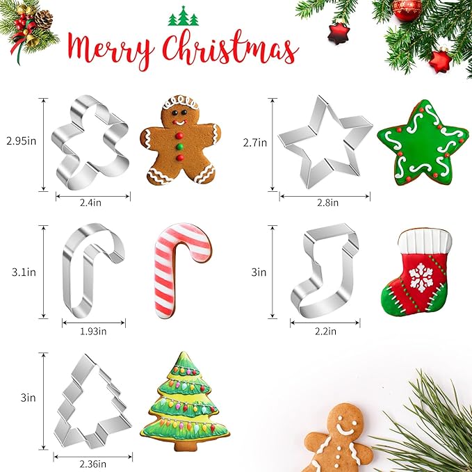 ALLTOP Christmas Cookie Cutter Set - 5 Biscuit Shapes for Creative Baking Delights - Image 2
