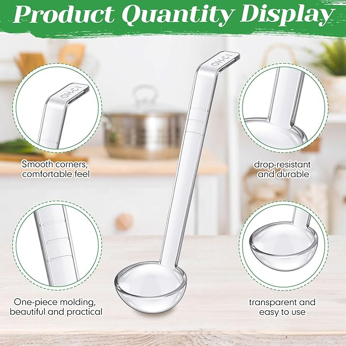 Tioncy 6 Pcs 1 Oz Small Ladle for Serving Sauce 7.09 Inches Plastic Mini Ladles Long Handle Spoon for Serving Sauce, Soup, Dressing, Punch Bowl, Toppings, Gravy, Cocktail, Fruit Juices(Clear)