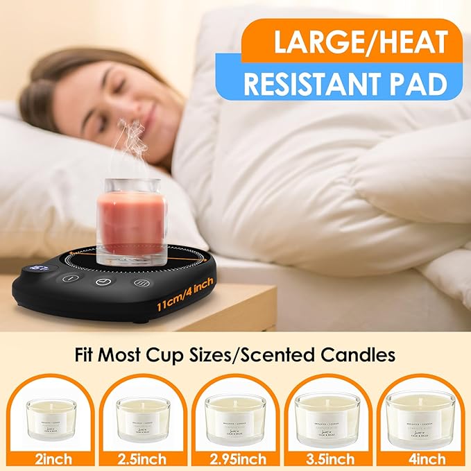 Coffee Mug Warmer - Fastest Heating & Highest Temperature, Coffee Cup Warmer for Desk Auto Shut Off, 4 Temp Settings & 1-12H Timer, Smart Electric Beverage Warmer for Coffee, Tea (Black) - Image 7