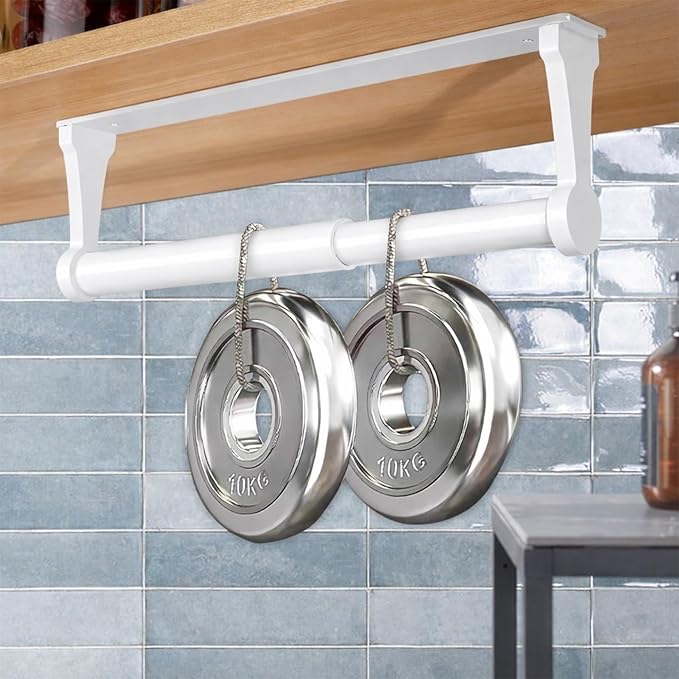 MONEER Kitchen Roll Holder Under Cabinet, Paper Towel Holder, Aluminum Alloy Kitchen Towel Holders, Self Adhesive Kitchen Roll Holder for Kitchen, Bathroom, Living Room (White) - Image 5