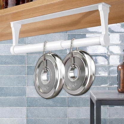 MONEER Kitchen Roll Holder Under Cabinet, Paper Towel Holder, Aluminum Alloy Kitchen Towel Holders, Self Adhesive Kitchen Roll Holder for Kitchen, Bathroom, Living Room (White) - Image 5