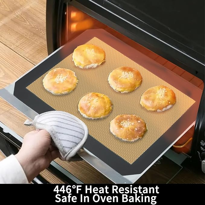 Small Silicone Baking Mats, Set of 4,11-4/5x8-1/4 Inch Quarter Sheet Size, Non Stick, BPA Free, 1/4 Baking Sheet Pan Liner for Cookies, Macaron, Bread, Pastry, Toaster (Grey) - Image 4