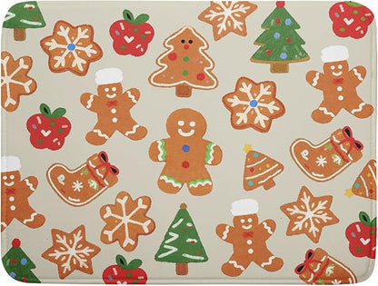 Christmas Dish Drying Mat for Kitchen Counter 18x24 Cute Gingerbread Themed Winter Xmas Holiday Absorbent Reversible Microfiber Drying Mats Kitchen Countertop Protector Dishes Drainer Rack Pad by Aytipun