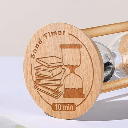10 Minute Hourglass, 10 Min Wooden Sand Timer, Wood Sand Watch, Ten Minute Mini Hour Glass, Reloj De Arena, Small Sandglass for Toothbrush Timer, Cooking, Decorative, Work, Game, Gift, Black