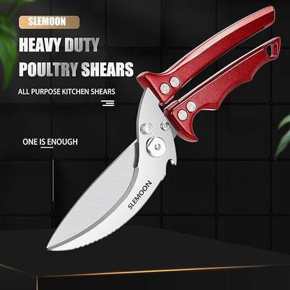 Heavy Duty Poultry Shears Meat Cutting Dishwasher Safe and Food Stainless Kitchen Shears Kitchen Scissors for Chicken Turkey Thanksgiving,Gift Box,burgundy