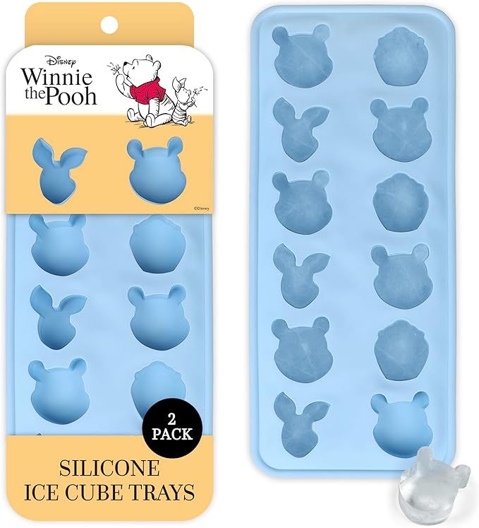 Disney Pooh Silicone Ice Cube Tray – 2 Pack Ice Trays for Freezer with Fun Pooh Ice Molds – Flexible BPA-Free Silicone Molds for Ice, Chocolate, and More