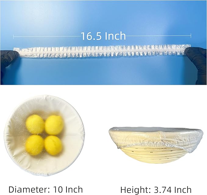 100pcs Boxed Plastic Bowl Covers for Bread Proofing - Diameters 10.5", Fits Bowls Up to 10", Disposable Shwer Caps for Sourdough Bread, BPA Free, Food Grade