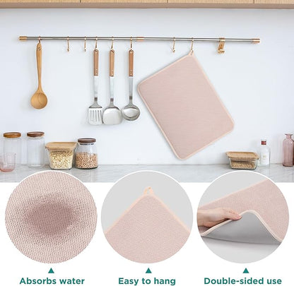GeeRic Microfiber Dish Drying Mat Happy New Year, Super Absorbent Kitchen Dish Drying Pad for New Year Gift, Reversible for Countertop, 17.8 * 23.6 inch Beige - Image 4
