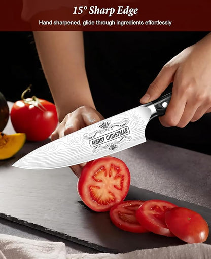 MOSFiATA Gifts for Him Her Men Women Husband, Christmas Xmas Stocking Stuffers, Birthday Gifts ideas for Him Her, 8 inch Pro German Chef Knife, Kitchen Knife Gift Set - Image 4