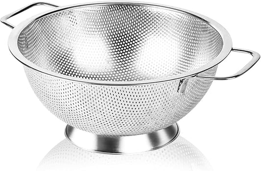 304 Stainless Steel Colander, Micro-Perforated 5-Quart Strainer with Base, Dishwasher Safe. Great for Pasta, Noodles, Vegetables & Fruits by JIDSPWLS-USStrore