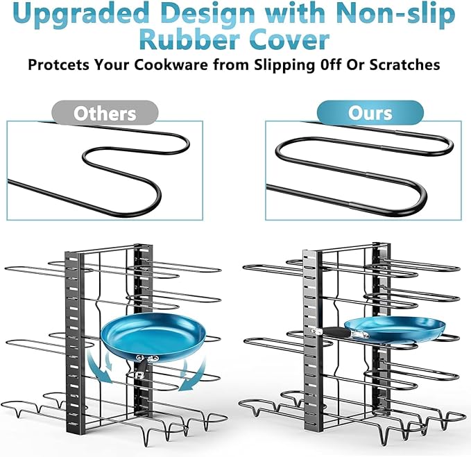 ORDORA Pots and Pans Organizer for Cabinet 16.61 Height, 8 Tier Pot Organizers Rack with 3 DIY Methods, Adjustable Pan Organizer under Cabinet Kitchen Organization and Storage - Image 2