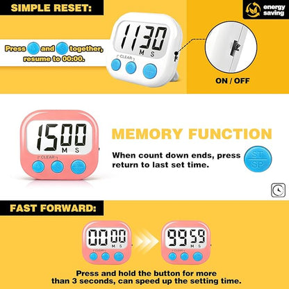 Classroom Timers for Teachers Kids Large Magnetic Digital Timer Teacher Supplies 2 Pack-Pink White - Image 5