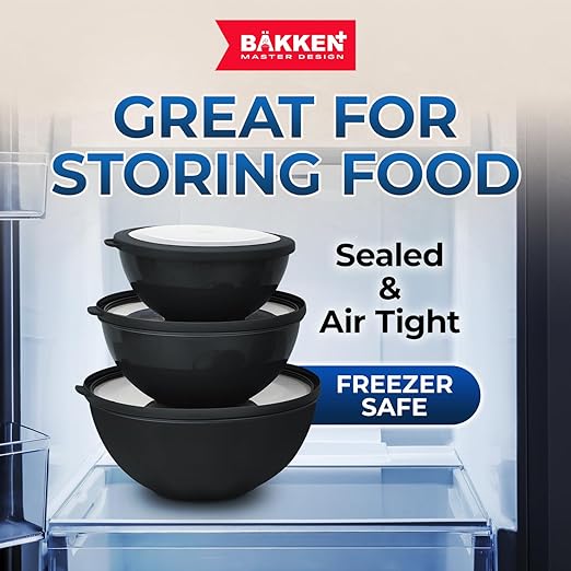 Bakken Master 12 Piece Plastic Nesting Bowls with Lids - Mixing Bowls Set includes 6 Prep Bowls and 6 Lids, BPA-Free, Reusable Meal Prep Containers, Microwave, Freezer & Dishwasher Safe, Gray - Image 8