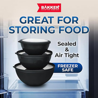 Bakken Master 12 Piece Plastic Nesting Bowls with Lids - Mixing Bowls Set includes 6 Prep Bowls and 6 Lids, BPA-Free, Reusable Meal Prep Containers, Microwave, Freezer & Dishwasher Safe, Gray - Image 8