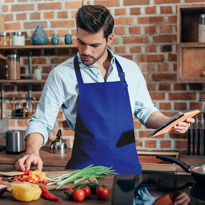 15 Pcs Adult Aprons Bulk with Pockets Adjustable Bib Chef Apron for Women Men Painting Cooking Crafting (S/L) - Image 7