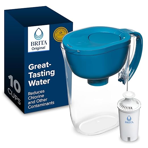 Brita Large Water Filter Pitcher for Tap and Drinking Water with SmartLight Change Indicator, Includes 1 Standard Filter, BPA-Free, Lasts 2 Months, 10-Cup Capacity, Teal by Brita