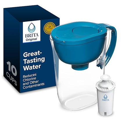 Brita Large Water Filter Pitcher for Tap and Drinking Water with SmartLight Change Indicator, Includes 1 Standard Filter, BPA-Free, Lasts 2 Months, 10-Cup Capacity, Teal by Brita