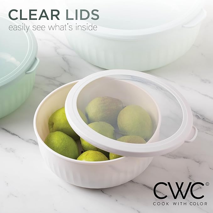 COOK WITH COLOR Prep Bowls with Lids- Wide and Deep Nesting Plastic Small Mixing Bowl Set with Lids, 12 Piece Set - Wide Bowls, Mint - Image 4