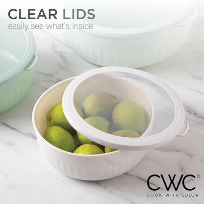 COOK WITH COLOR Prep Bowls with Lids- Wide and Deep Nesting Plastic Small Mixing Bowl Set with Lids, 12 Piece Set - Wide Bowls, Mint - Image 4