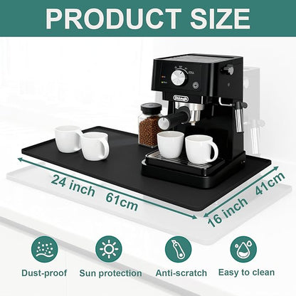 Silicone Coffee Mat, 24"X16" Heat-Resistant,Eco-friendly,Hygienic Drying Pad,Leak-Proof and Non-Slip,Removable Silicone Mat with Concave and Convex Design,（Black 24X16） - Image 3