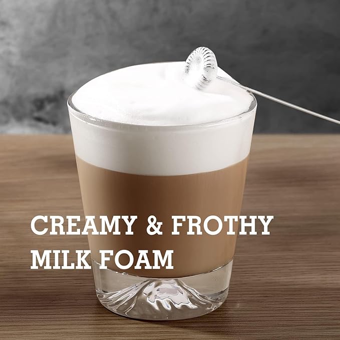 SIMPLETASTE Milk Frother Handheld Electric Foam Maker, Drink Mixer with Stainless Steel Whisk for Cappuccino, Bulletproof Coffee, Latte, Gray, with Stand, Battery Operated - Image 5